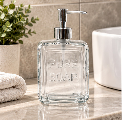 Glass soap dispenser bottle - soap,
