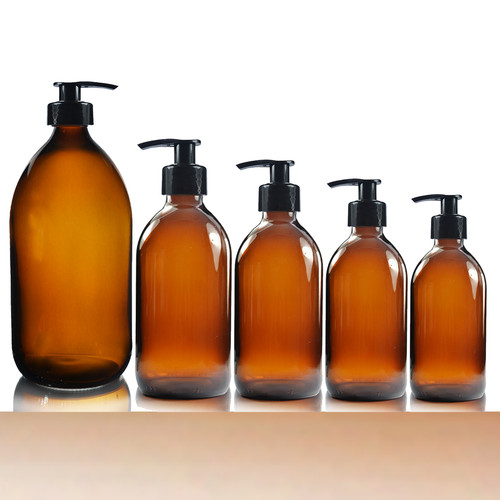 Amber glass bottle soap - amber,