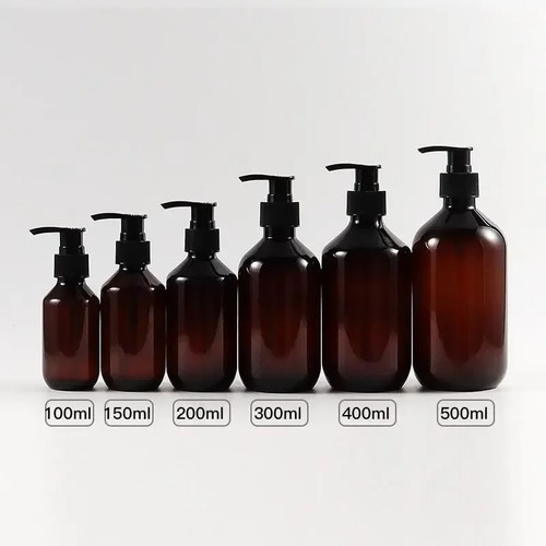 Amber refillable pump bottles - amber,