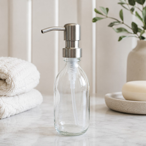 Clear glass soap dispenser - glass,
