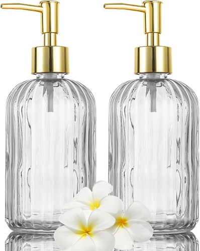 Glass soap dispenser bottle - 2x,