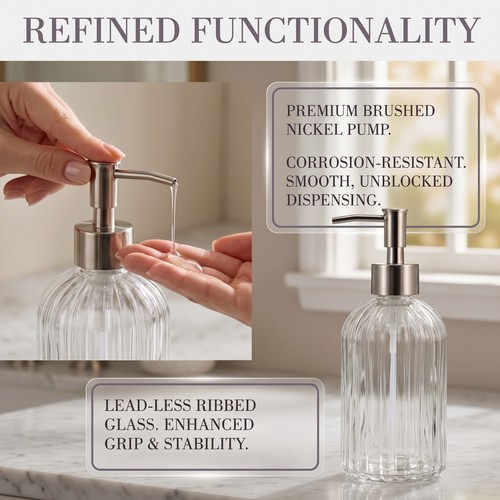 Set 14oz glass soap pump - of,