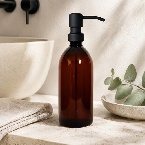 500ml amber pet - pump, bottle